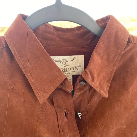 Longhorn men’s size medium rust red dress shirt - Picture 3 of 4